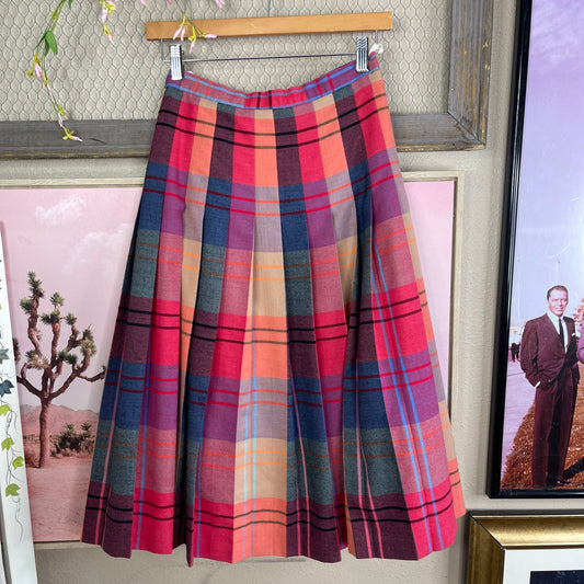 VINTAGE 70’S TARTAN PLEATED MIDI SKIRT