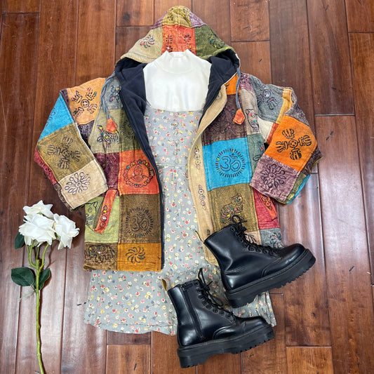 THRIFTED PATCHWORK BOHO ZIP-UP JACKET