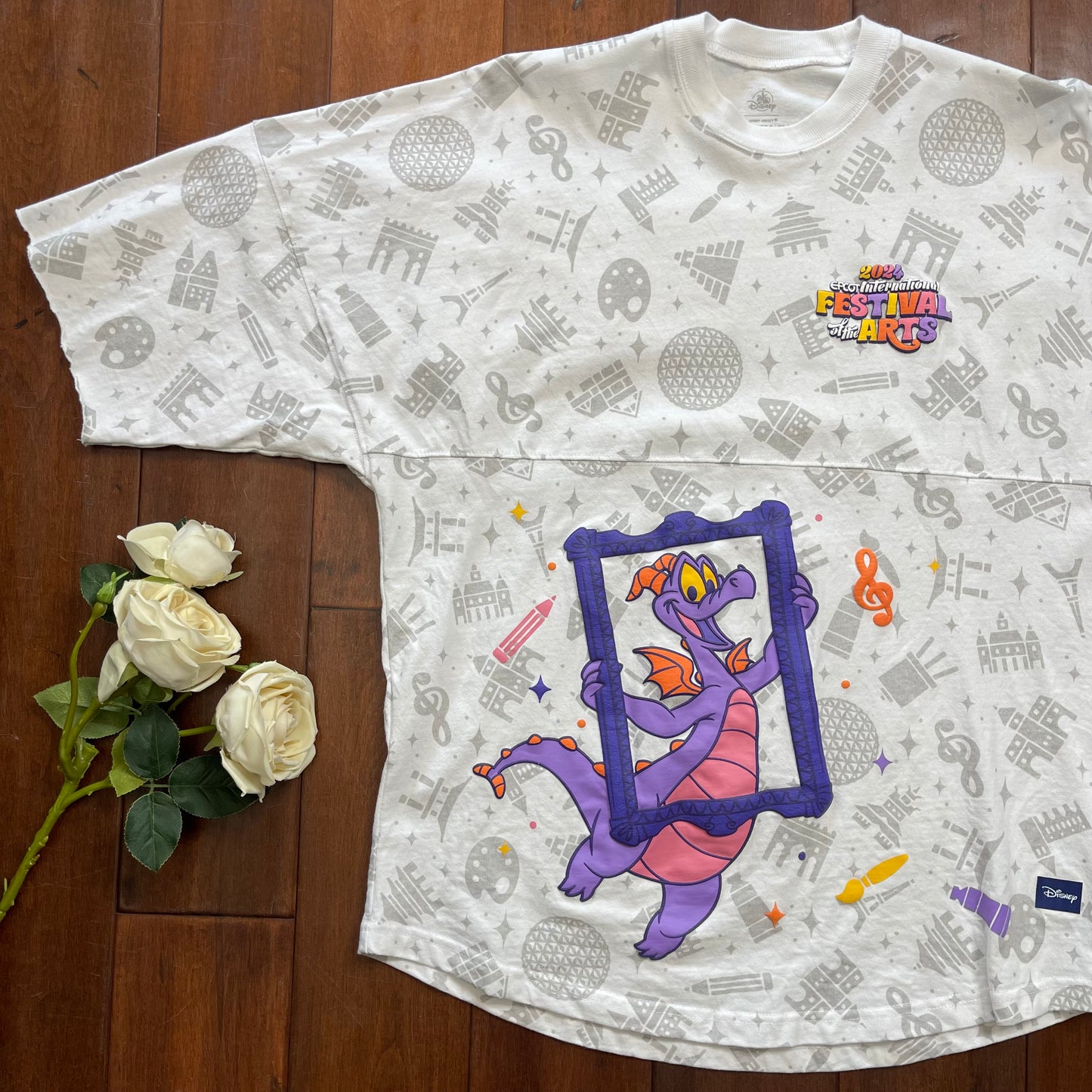 Thrifted Disney Parks EPCOT Festival Of The Arts 2024 Figment Spirit Cut-Up Jersey