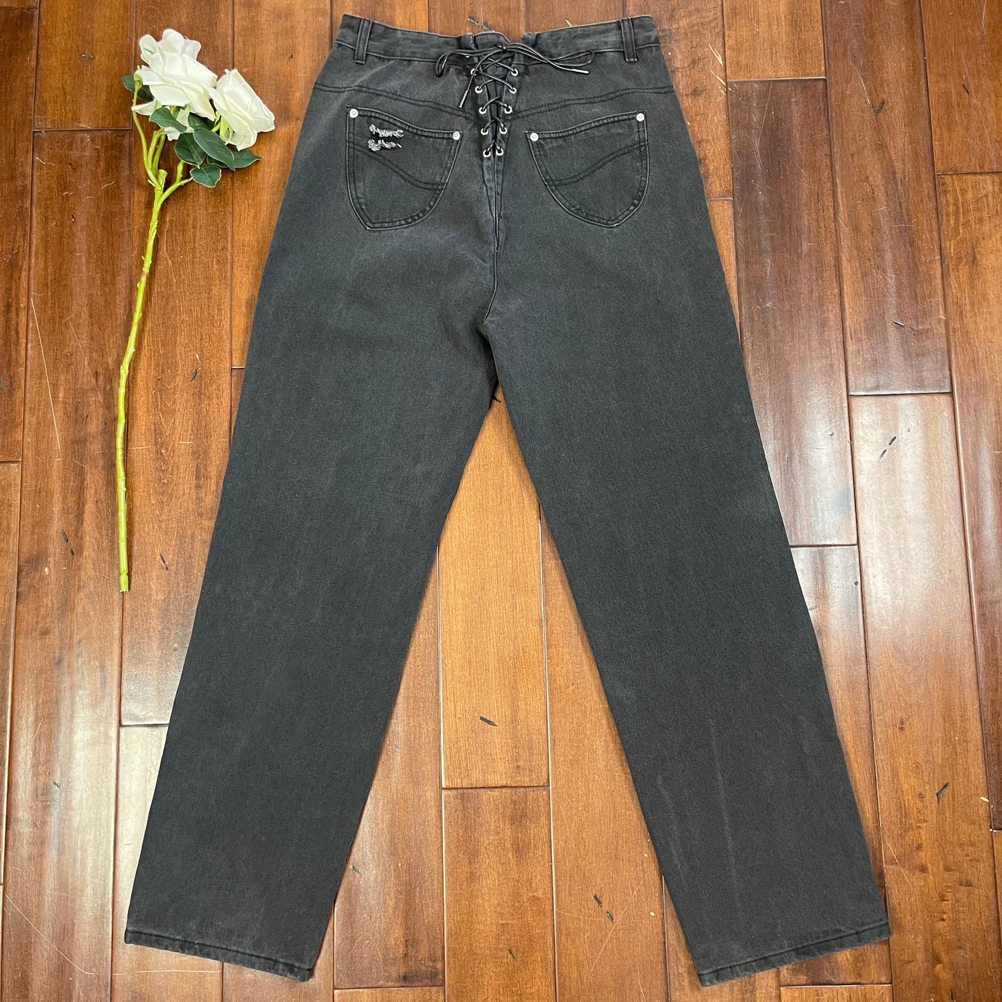 THRIFTED BLACK HIGH WAISTED JEANS