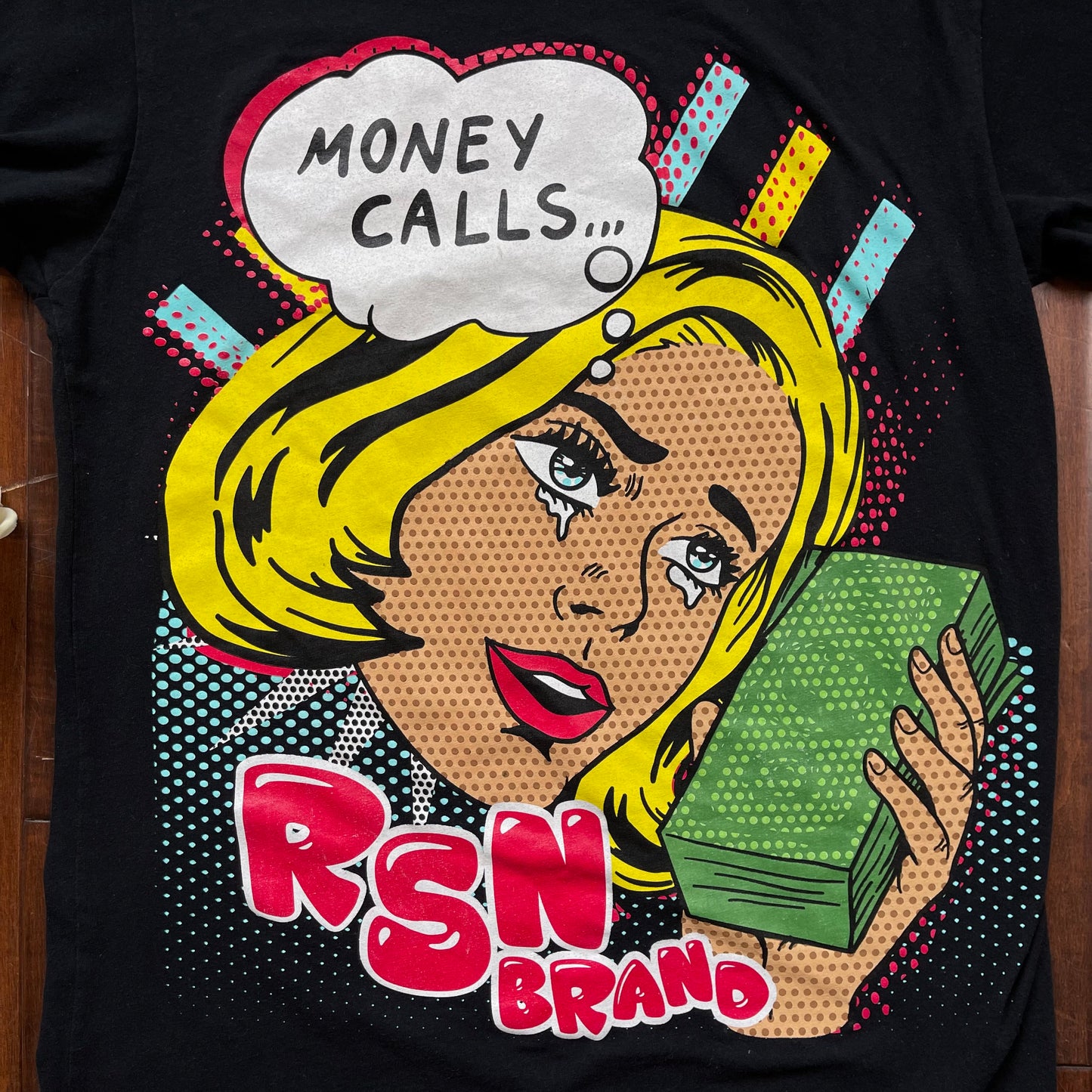 Thrifted “Money Calls RSN Brand” Pop-Art Inspired T-Shirt