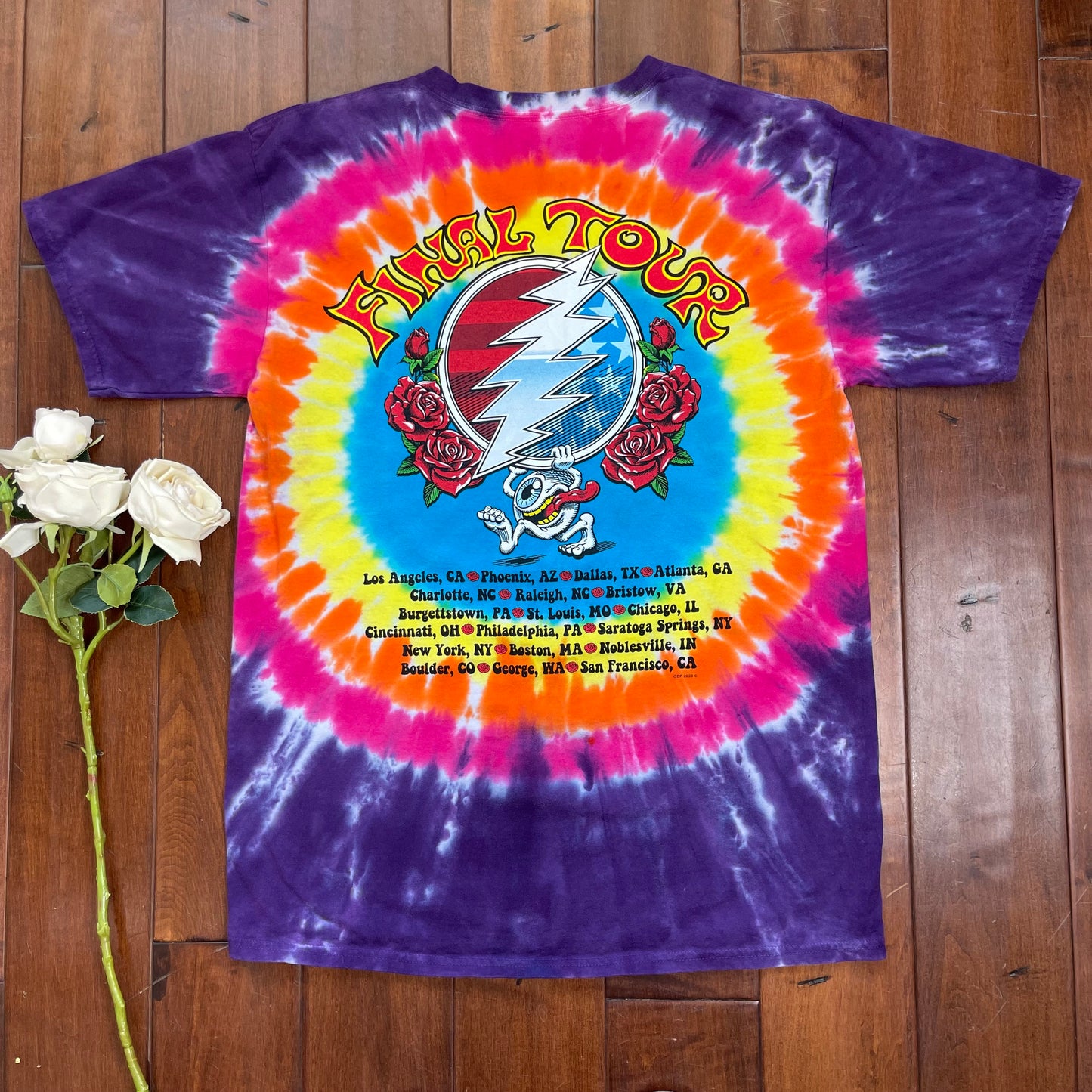 Thrifted Liquid Blue Grateful Dead Final Summer Tour 2023 Tie-Die T-Shirt