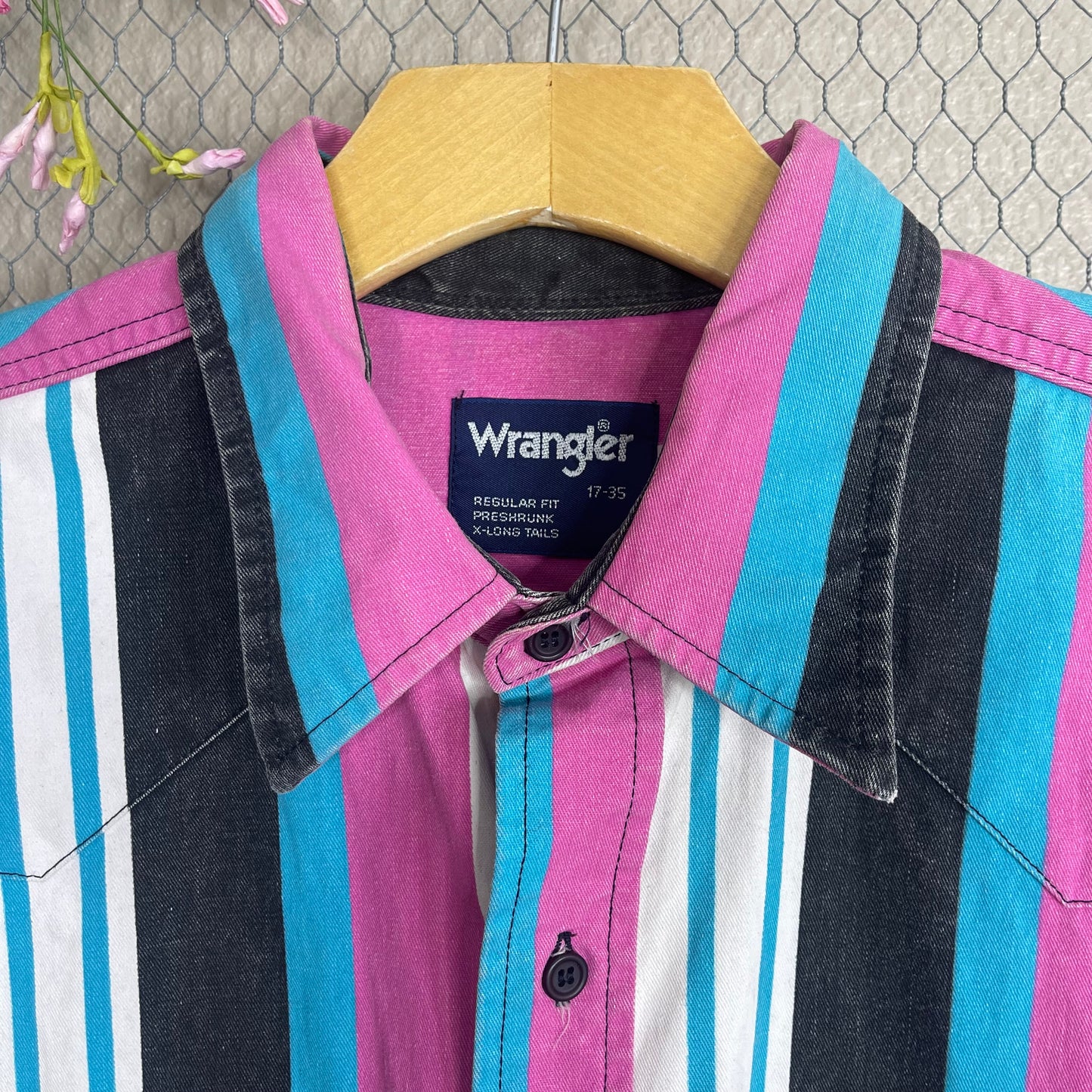 VINTAGE RARE 80’S WRANGLER BRUSHPOPPER STRIPED BUTTON-UP