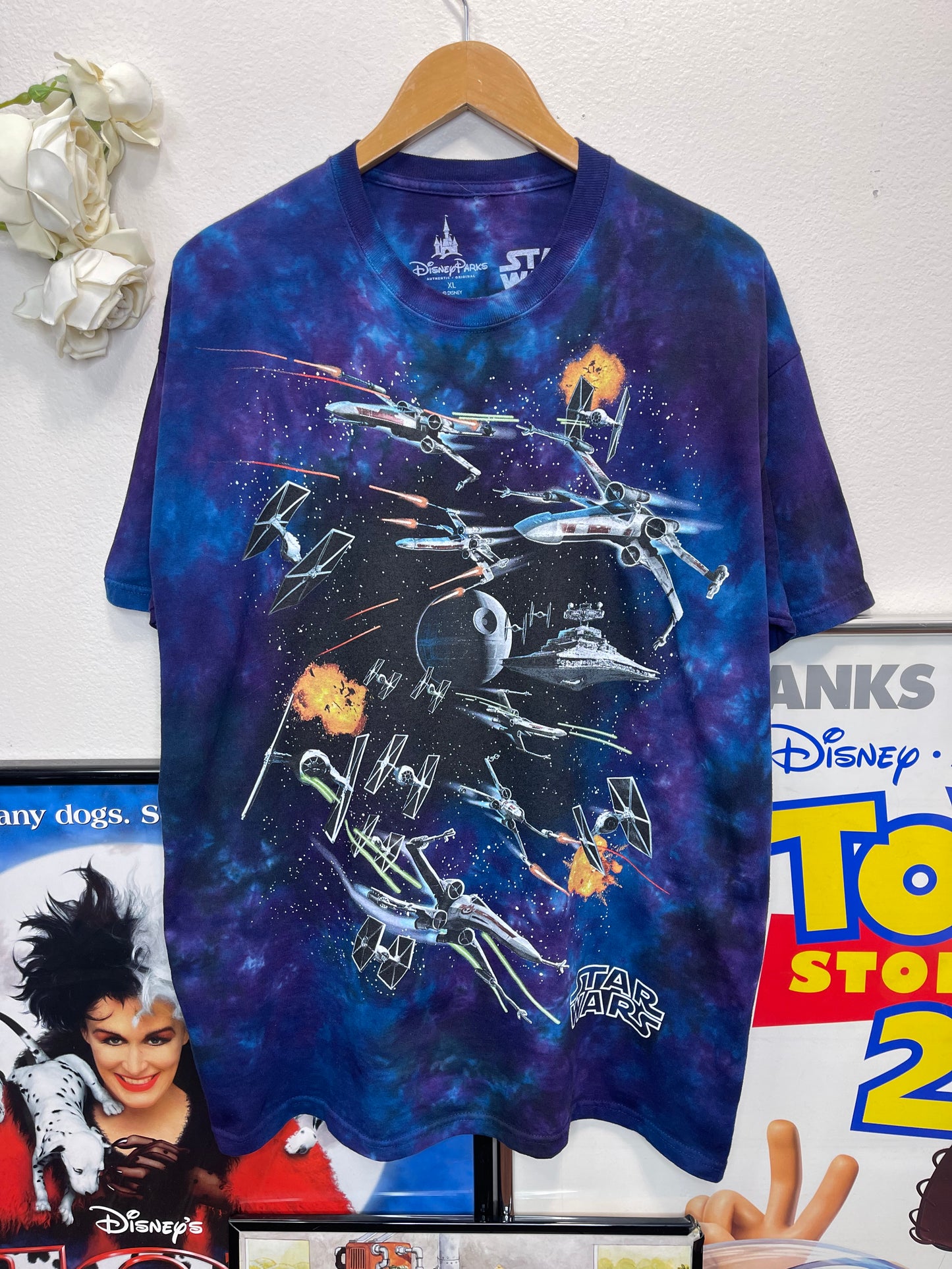 Thrifted Liquid Blue Disney Parks Star Wars Space Battle T Shirt
