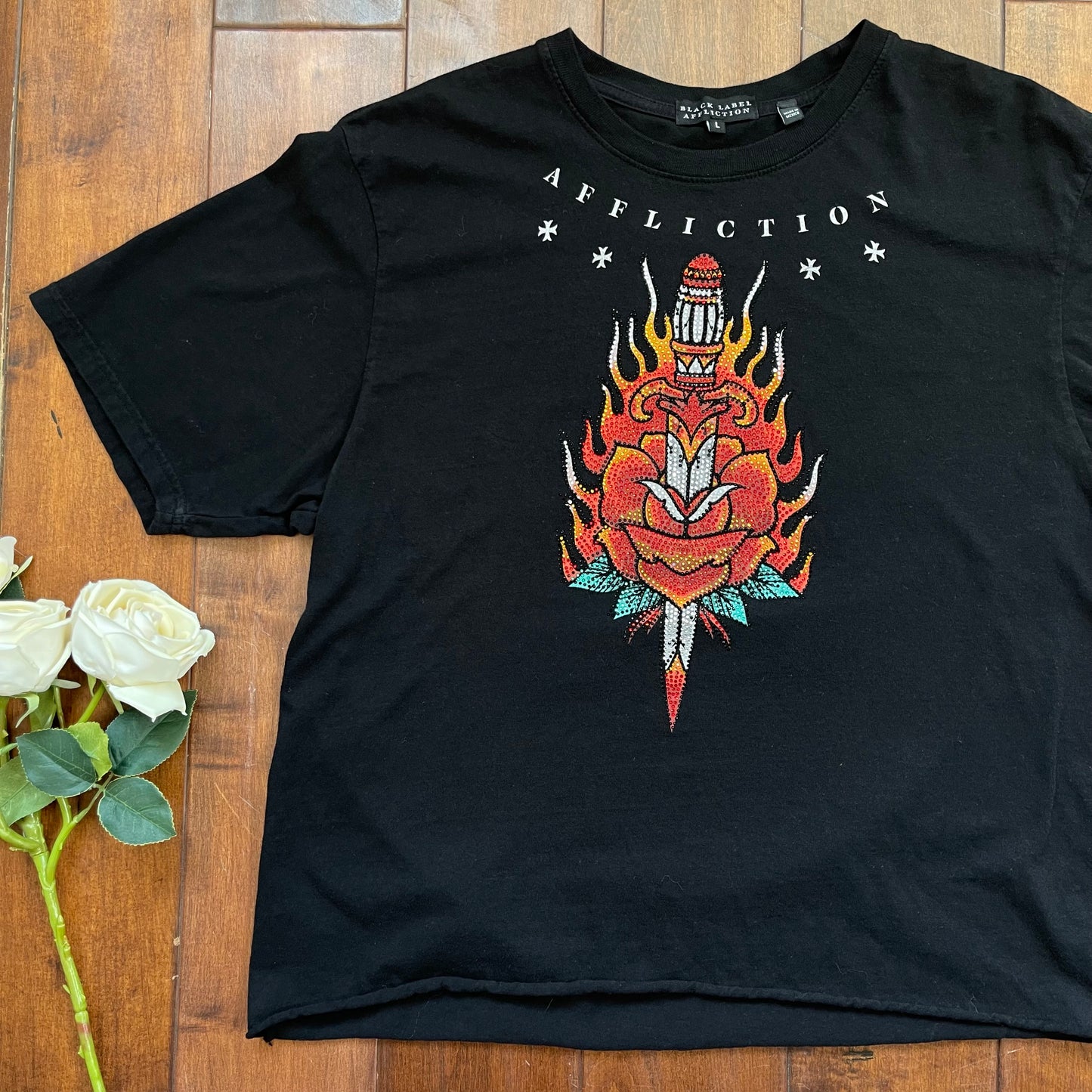Vintage Y2K Affliction Black Label Rhinestone T-Shirt
