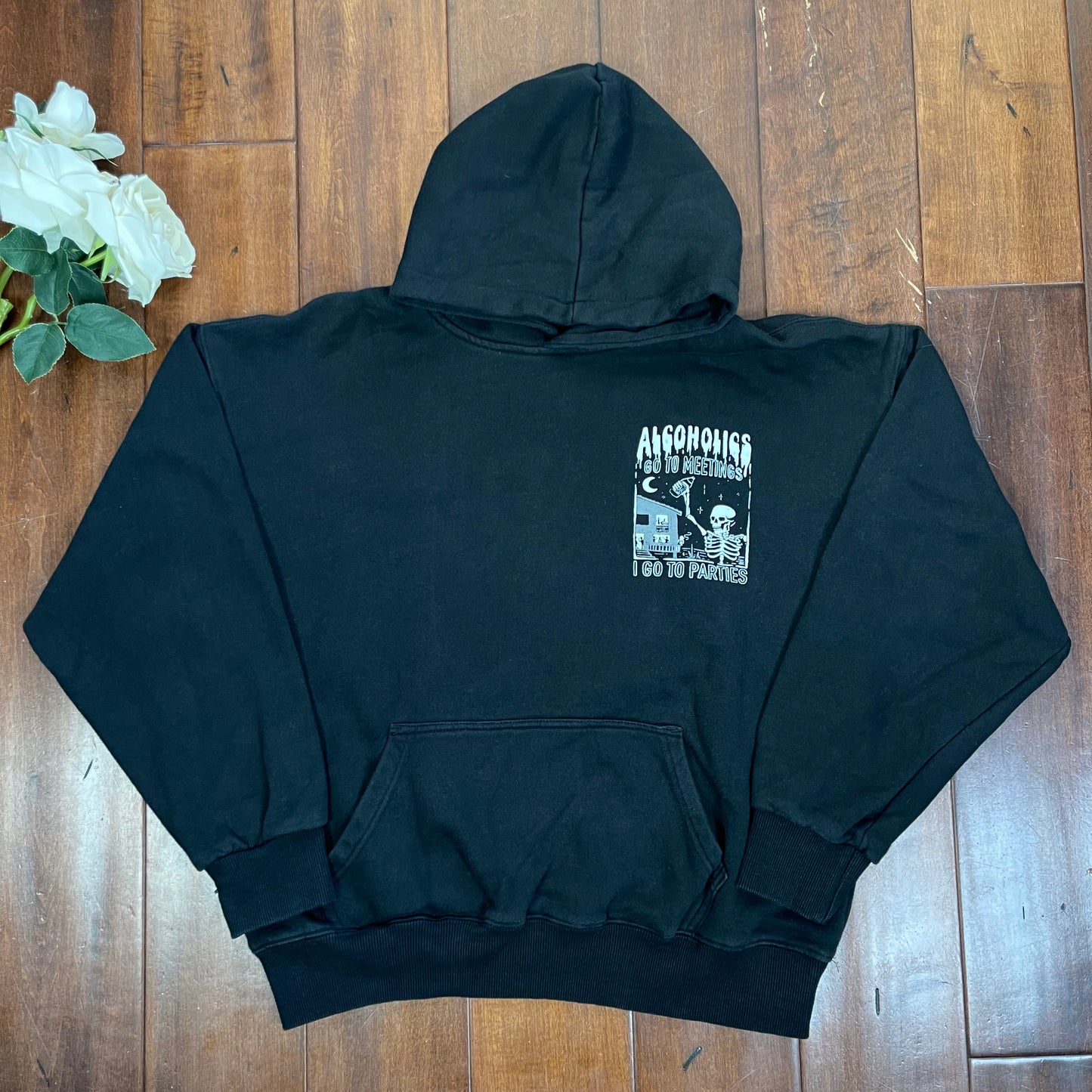 THRIFTED “ALCOHOLICS” HOODIE