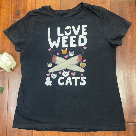 THRIFTED “I LOVE WEED & CATS” TEE