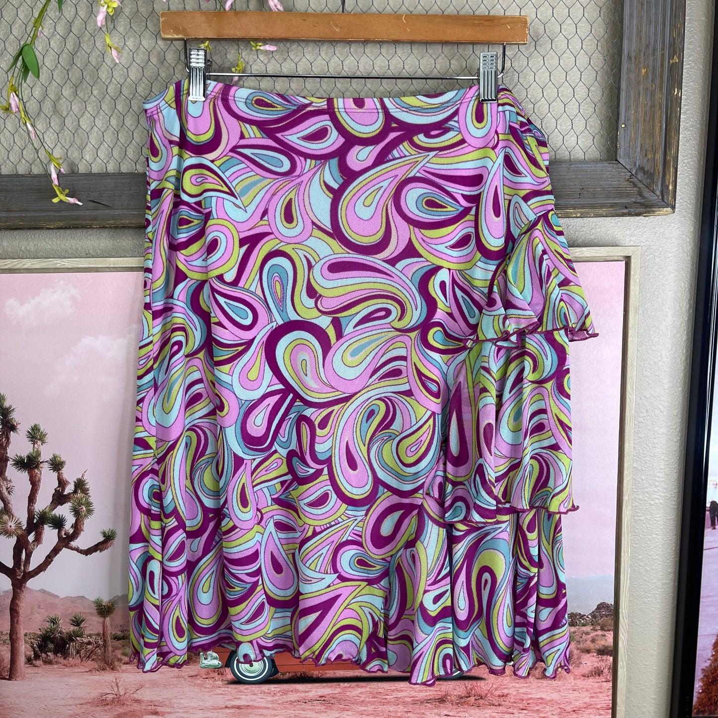 VINTAGE Y2K PAISLEY MIDI SKIRT