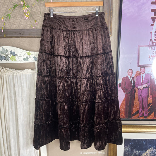 VINTAGE Y2K FAIRYCORE VELVET MAXI SKIRT