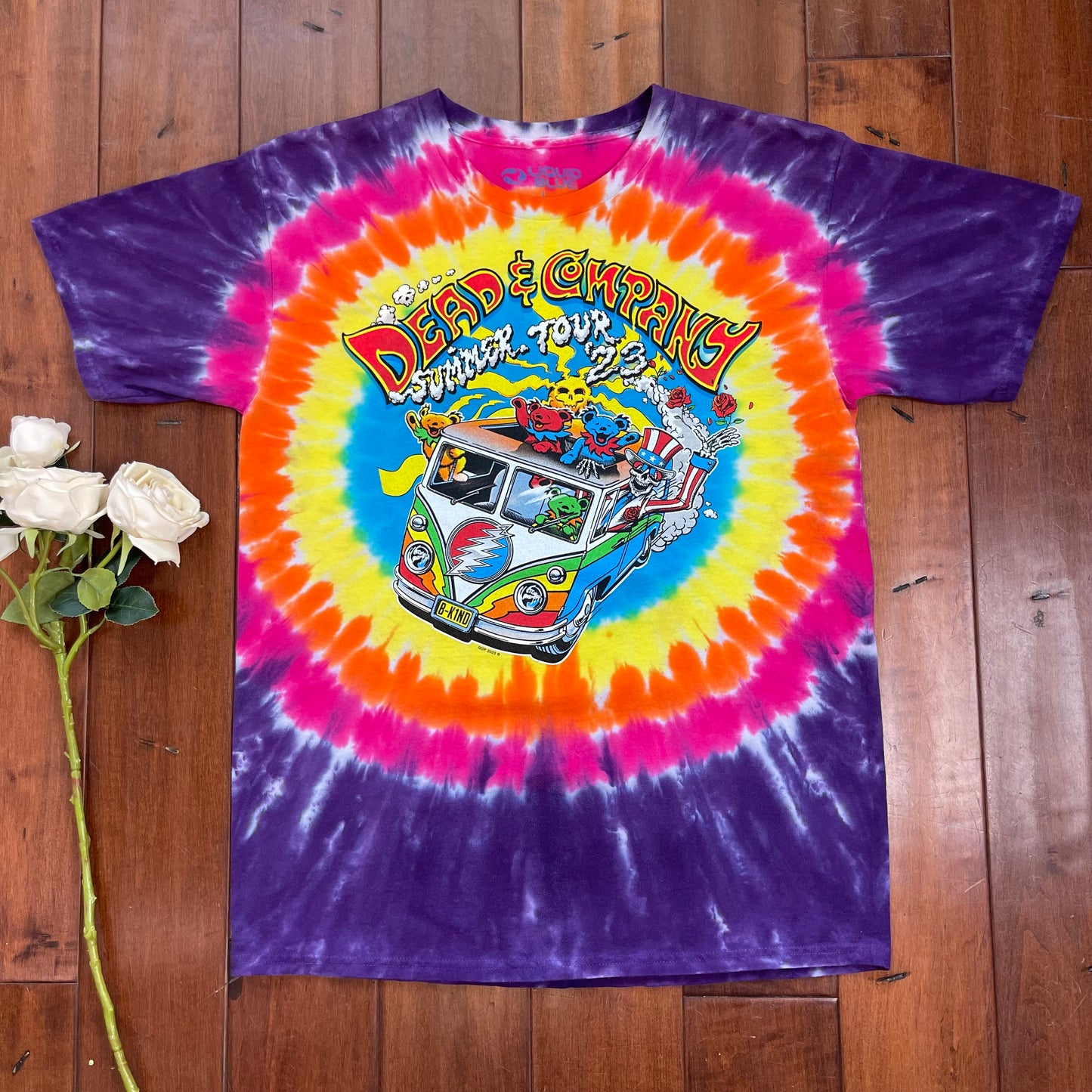 Thrifted Liquid Blue Grateful Dead Final Summer Tour 2023 Tie-Die T-Shirt