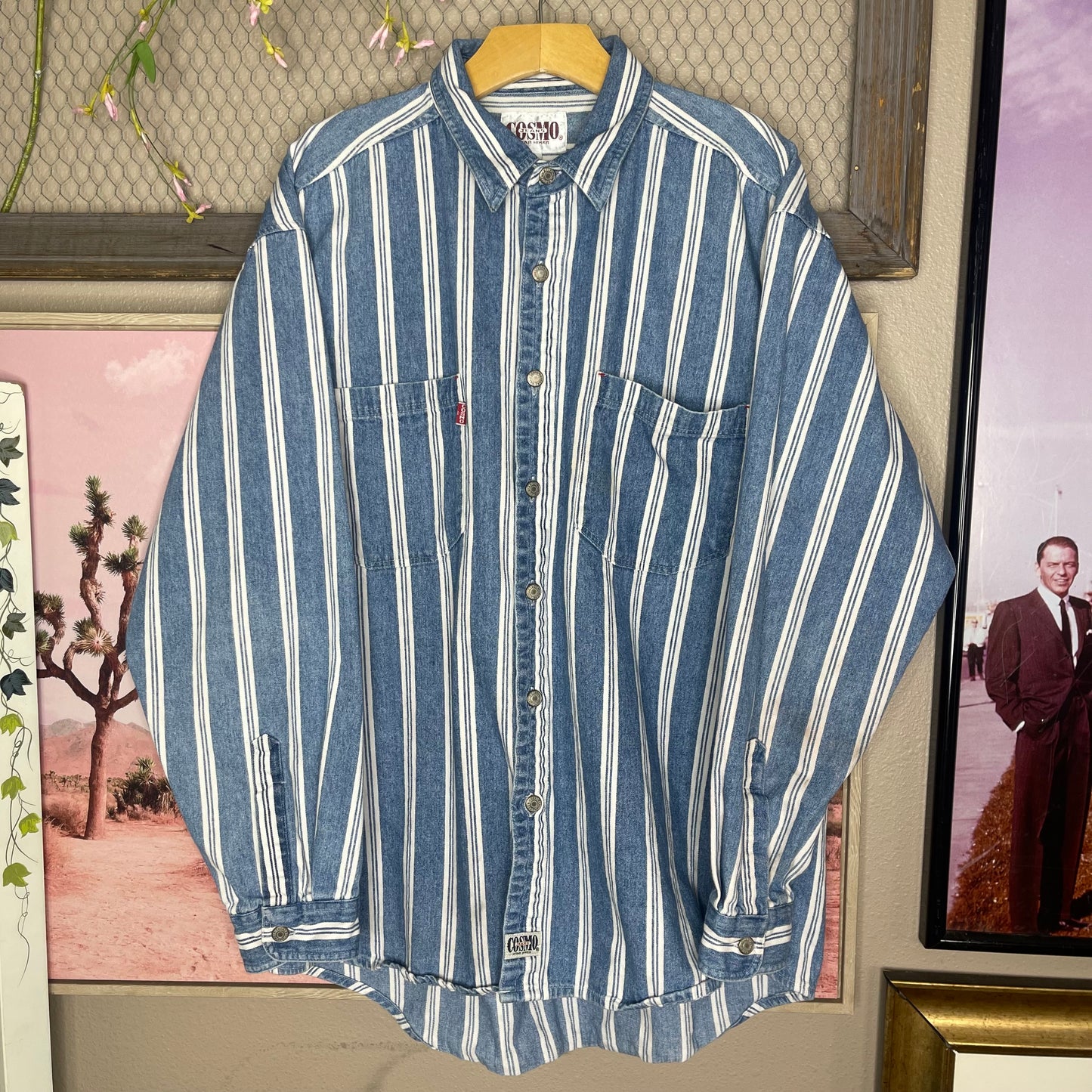 VINTAGE COSMO JEANS STRIPED BUTTON-UP