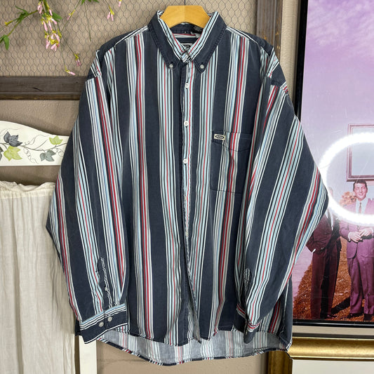 VINTAGE STRIPED LONG SLEEVE BUTTON-UP