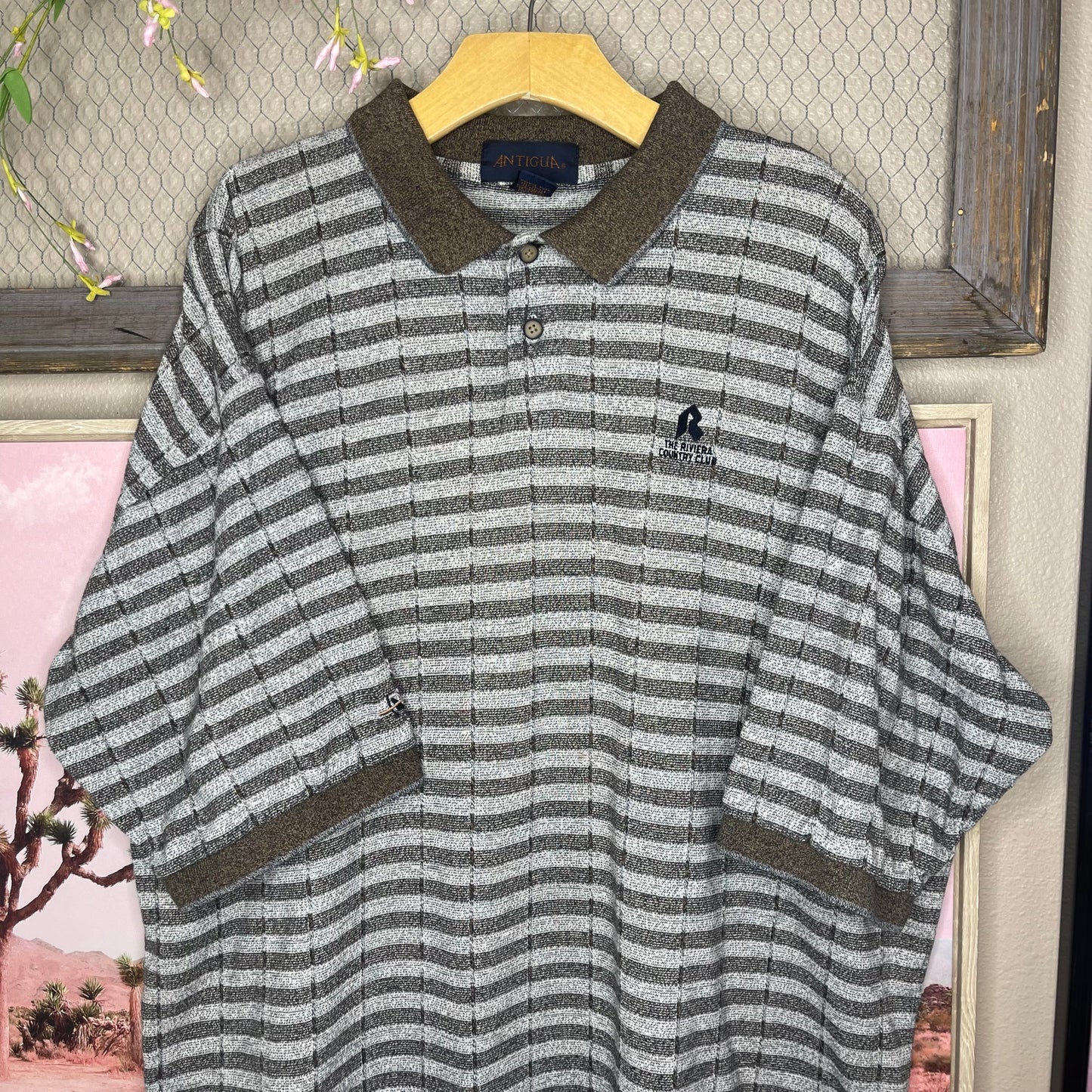 VINTAGE “THE RIVERA COUNTRY CLUB” STRIPED POLO