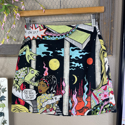 THRIFTED HANDMADE SPACE WORLD MINI SKIRT