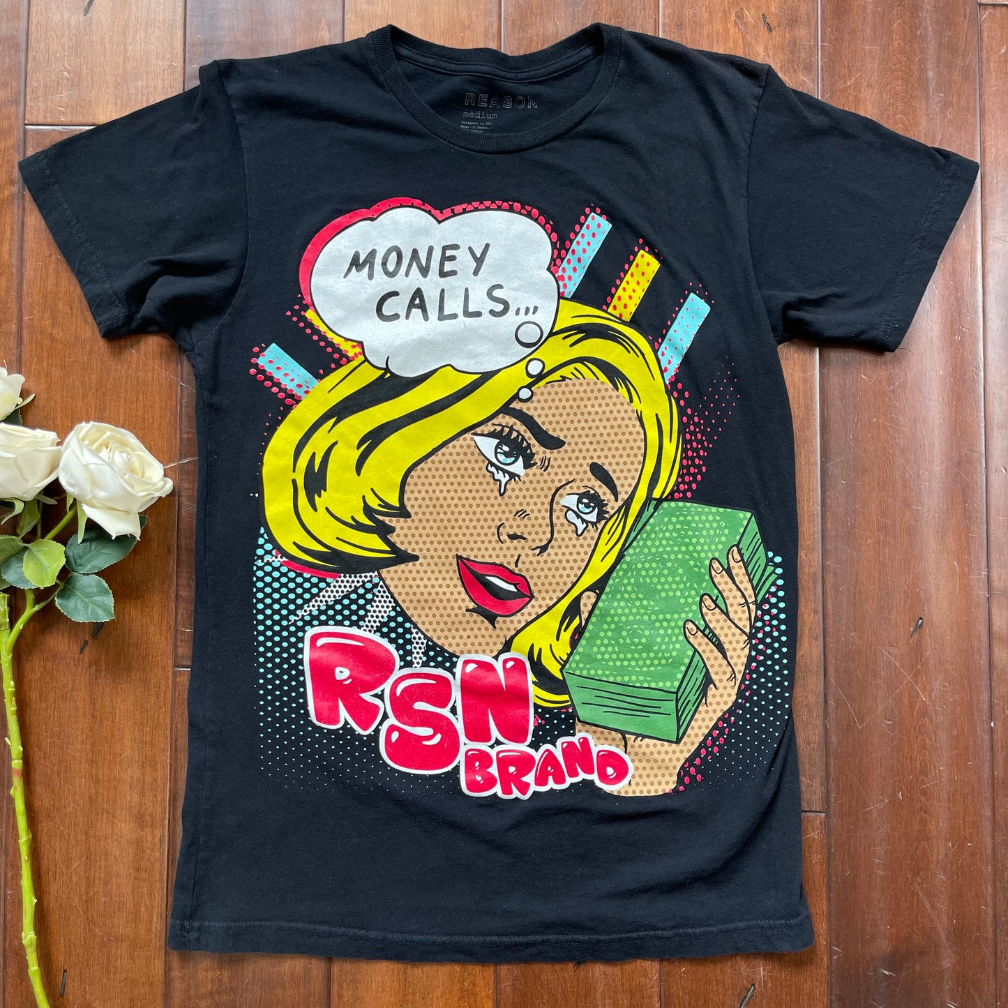 Thrifted “Money Calls RSN Brand” Pop-Art Inspired T-Shirt