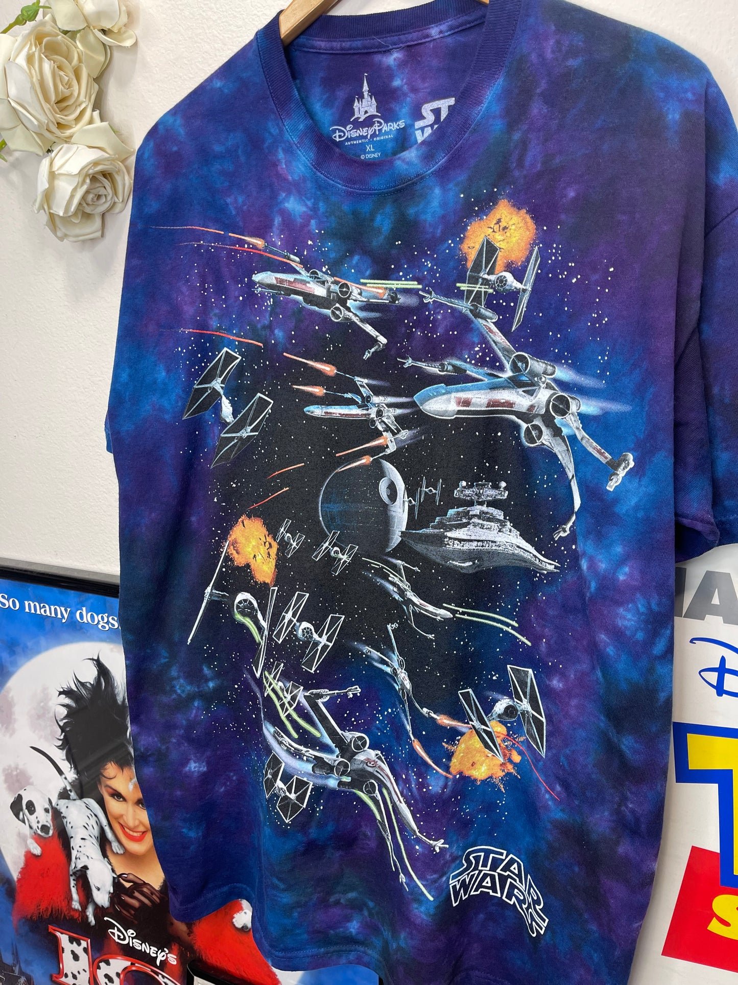 Thrifted Liquid Blue Disney Parks Star Wars Space Battle T Shirt