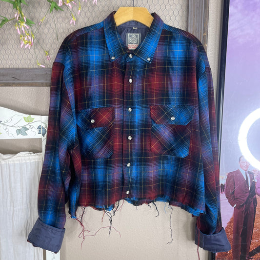 VINTAGE GRUNGE CROPPED FLANNEL