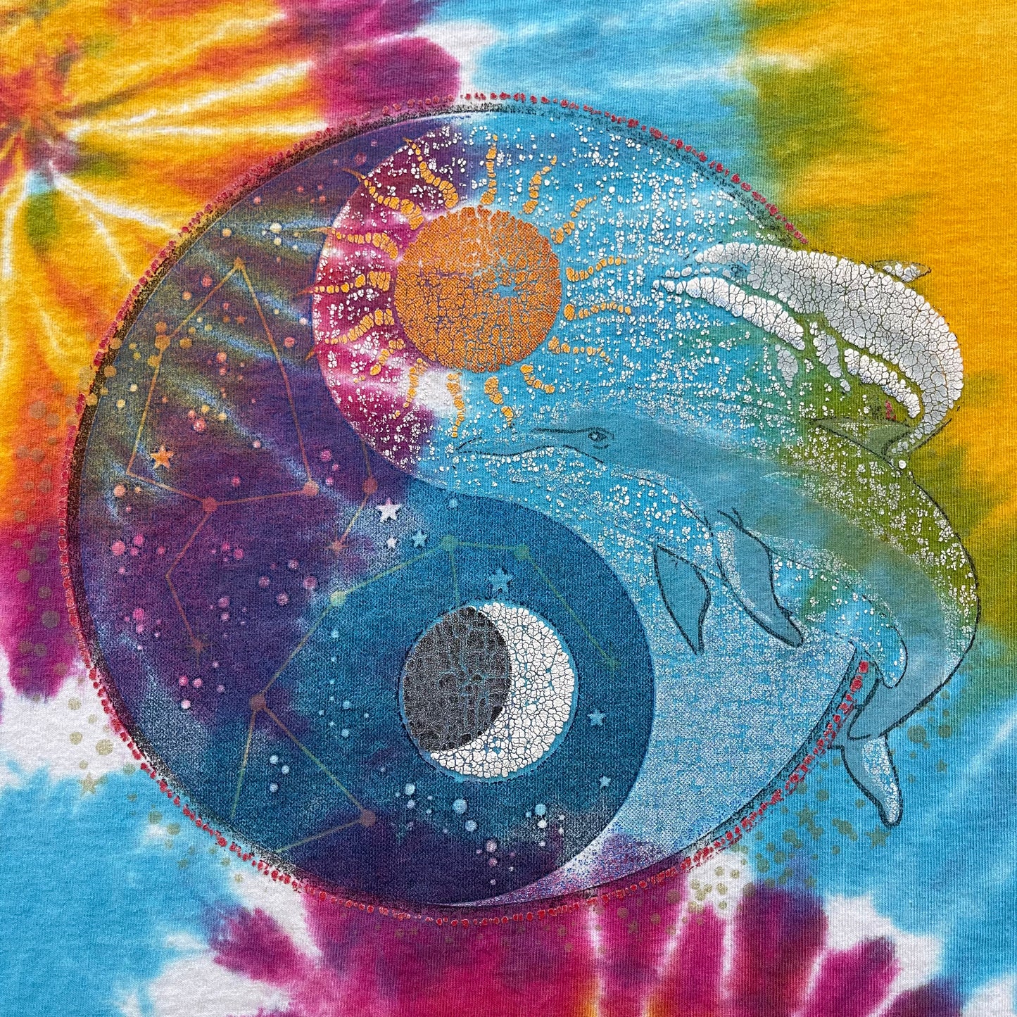 Vintage Peace Sign Tie-Dye Swirl Single Stitched T-Shirt