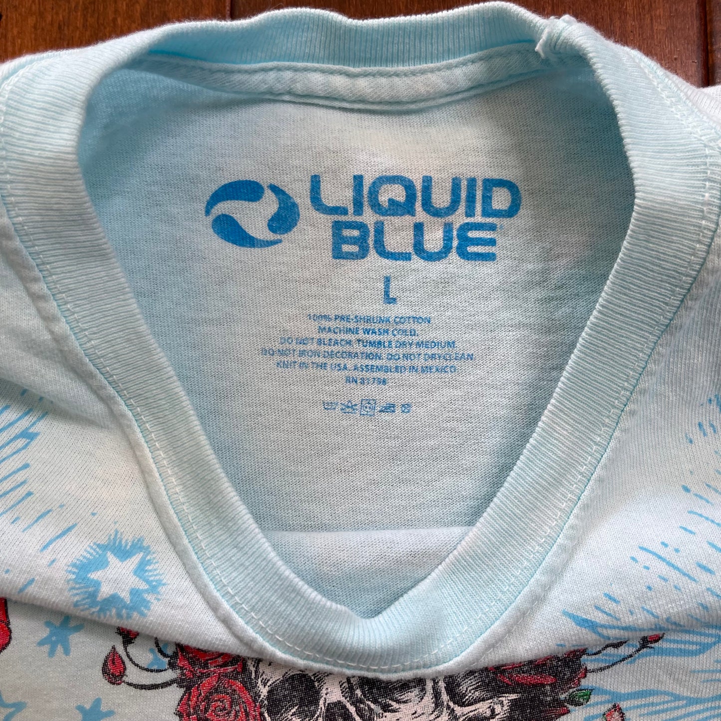 Thrifted Liquid Blue Grateful Dead "Rose Garden" Tie-Die T-Shirt