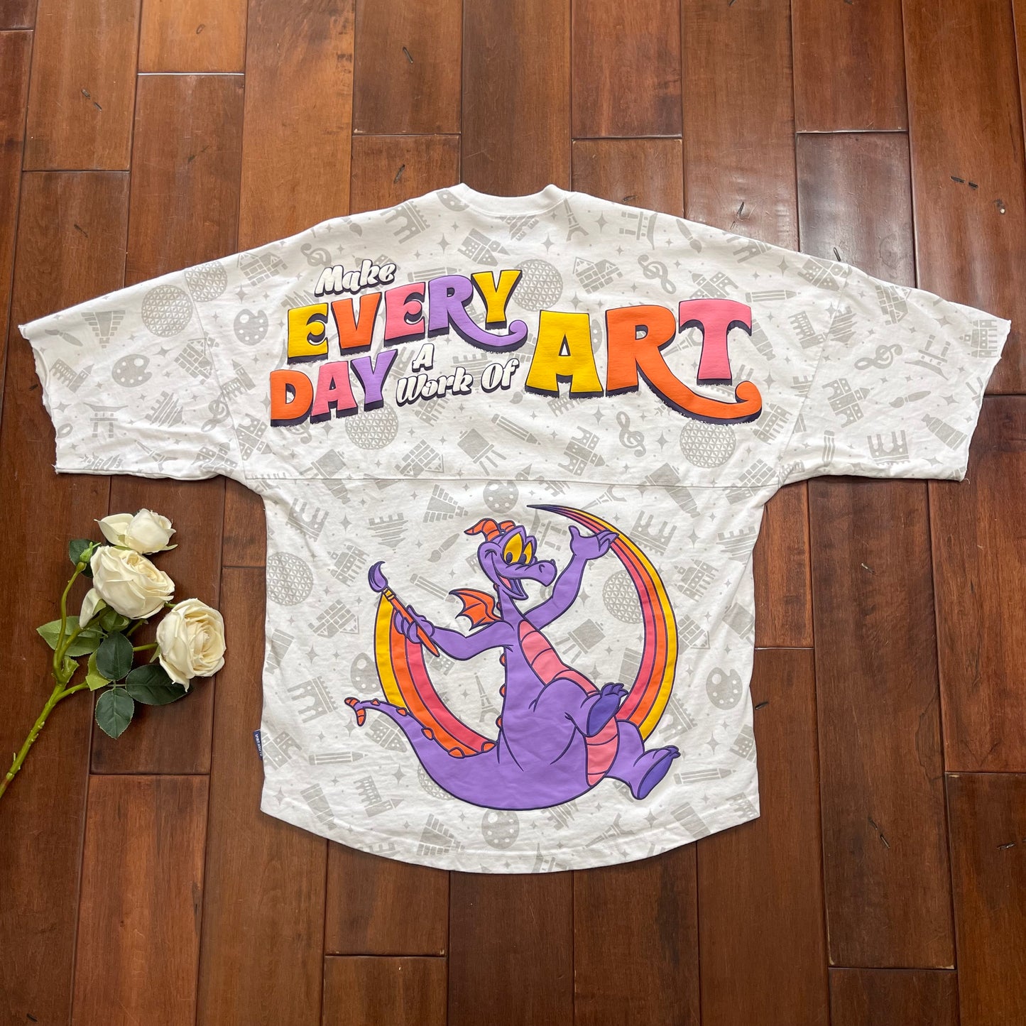 Thrifted Disney Parks EPCOT Festival Of The Arts 2024 Figment Spirit Cut-Up Jersey