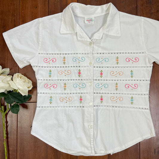 VINTAGE 80’S EMBROIDERED BUTTON-UP