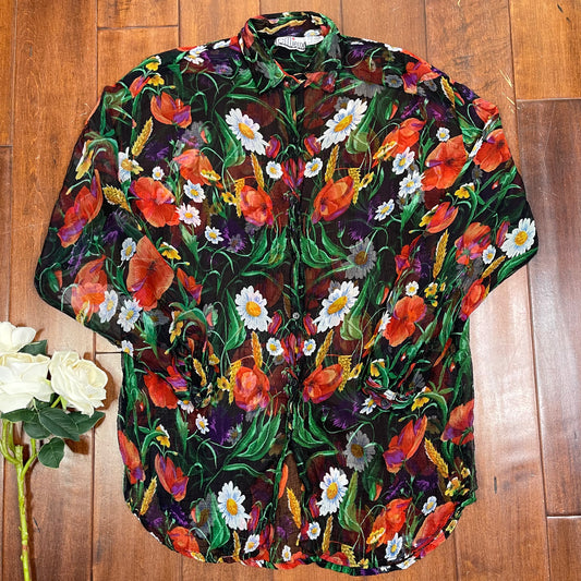 VINTAGE FLORAL BUTTON-UP