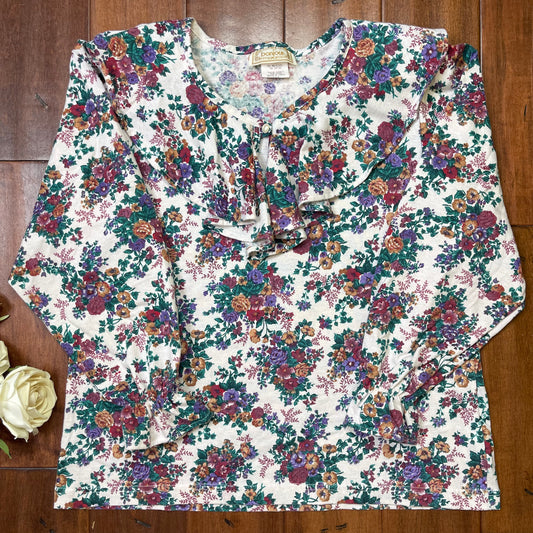 VINTAGE RUFFLED FLORAL TOP