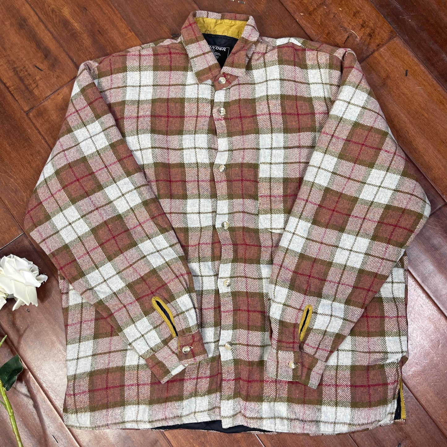 THRIFTED THERMAL PLAID BUTTON-UP