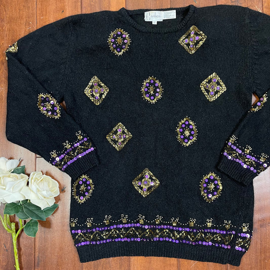 VINTAGE 80’S BEDAZZLED SWEATER