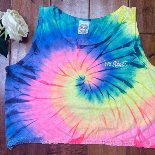 VINTAGE VALLARTA MEXICO TIE DYE CROPPED STYLE TANK