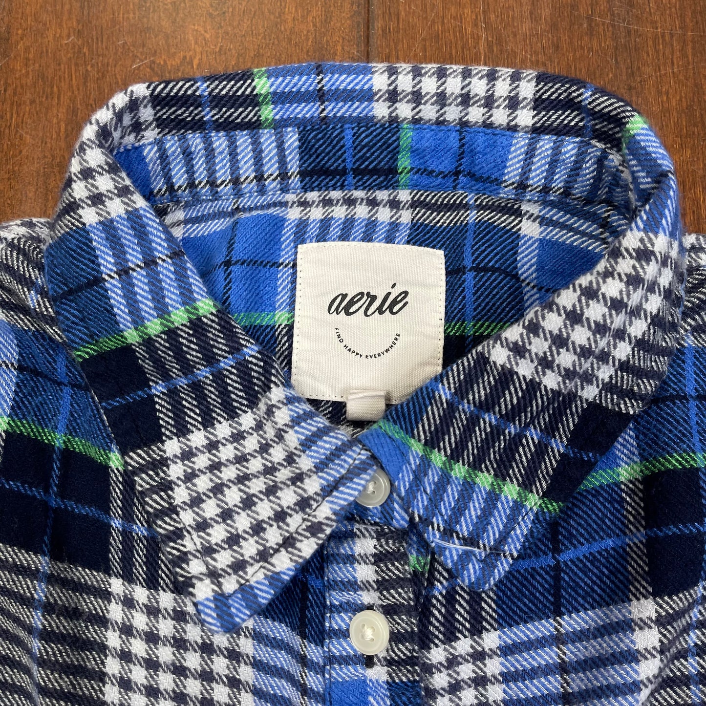 THRIFTED AERIE BOXED FLANNEL BUTTON-UP