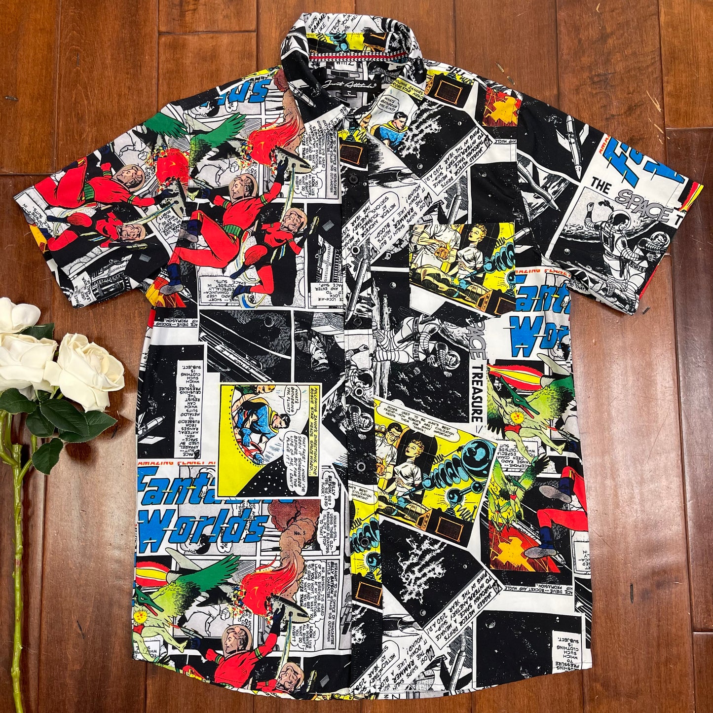 THRIFTED SPACE COMIC BUTTON-UP