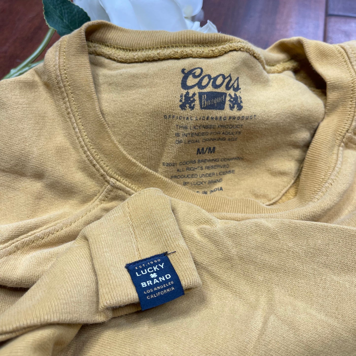 THRIFTED COORS GOLDEN BEER LUCKY BRAND SWEATER