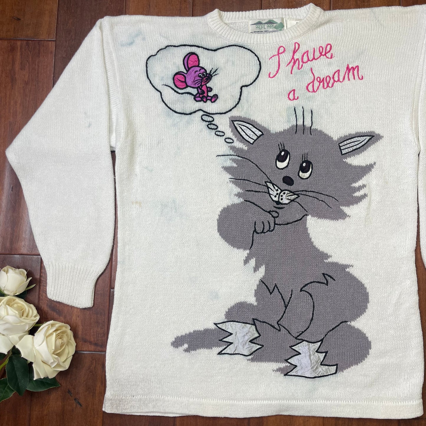 VINTAGE “I HAVE A DREAM” KITTY KNIT SWEATER