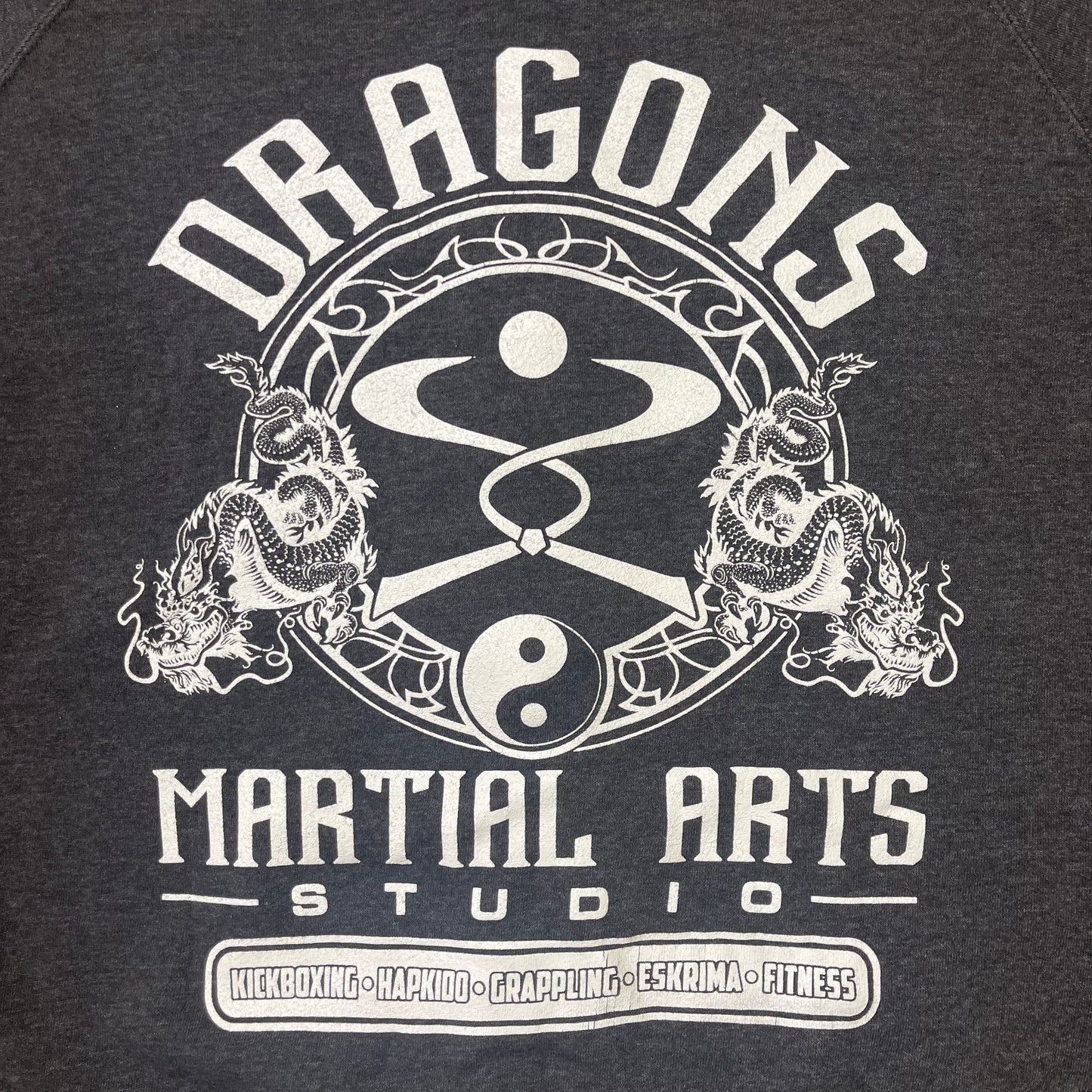 THRIFTED “DRAGONS MARTIAL ARTS” ZIP-UP HOODIE