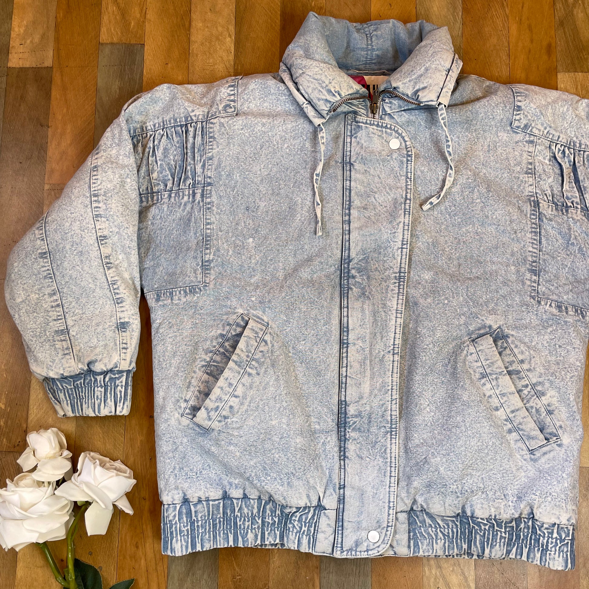 VINTAGE 80 s BOMBER JEAN JACKET