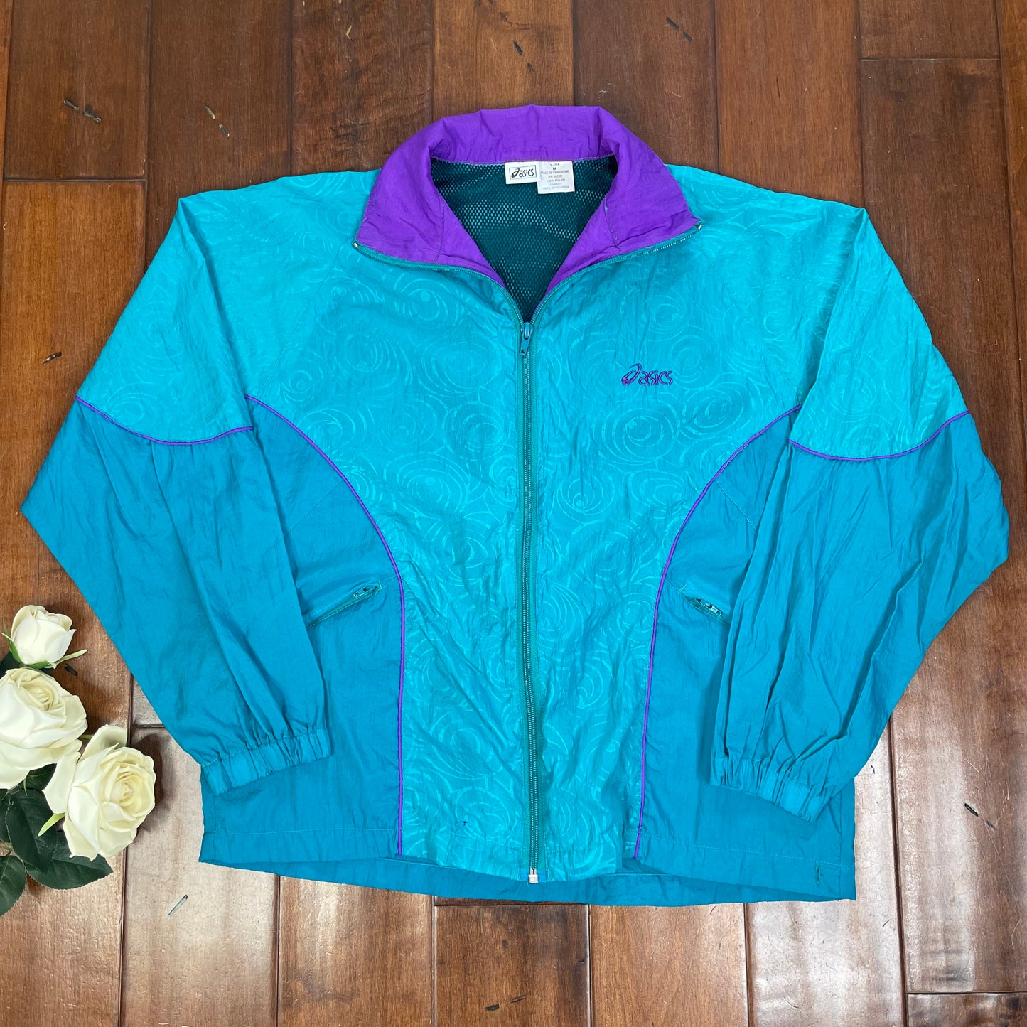 THRIFTED TURQUOISE ZIP-UP WINDBREAKER
