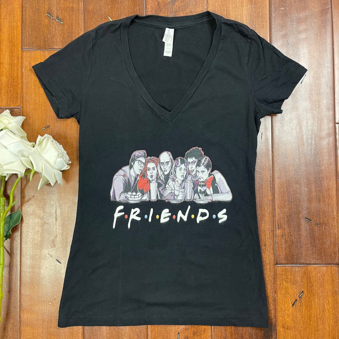 THRIFTED ROCKY HORROR PICTURE SHOW MEETS F.R.I.E.N.D.S V-NECK TEE