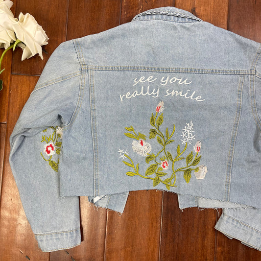 THRIFTED CROPPED JEAN JACKET