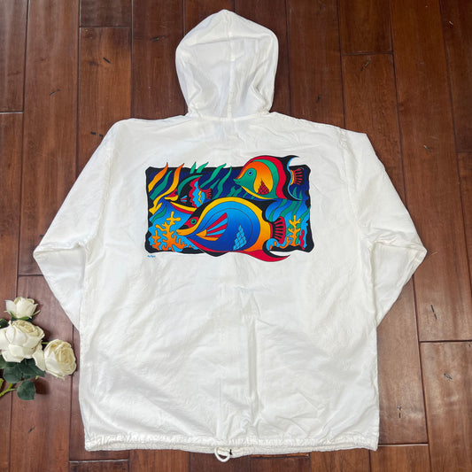 VINTAGE CANCUN TROPICAL FISHES ZIP-UP HOODIE