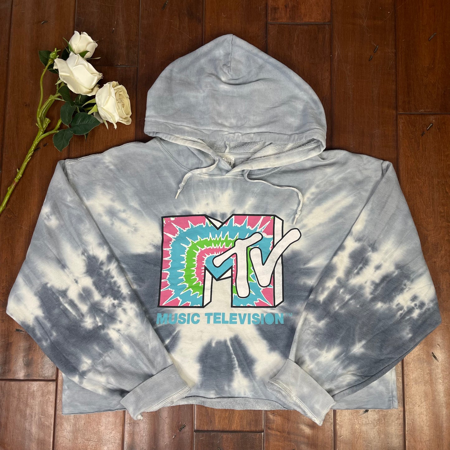 THRIFTED MTV CROPPED HOODIE