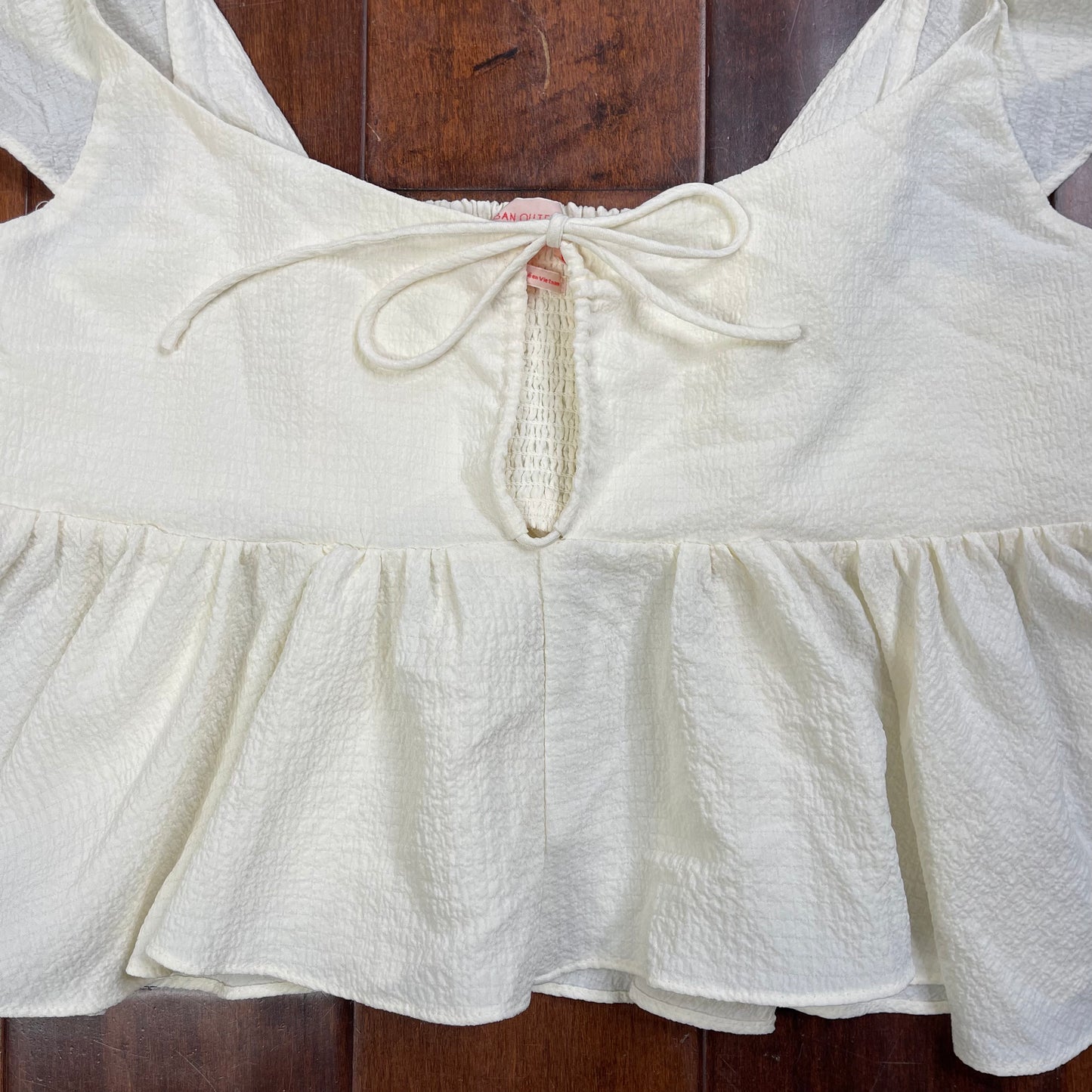 THRIFTED CREAM BABYDOLL TOP